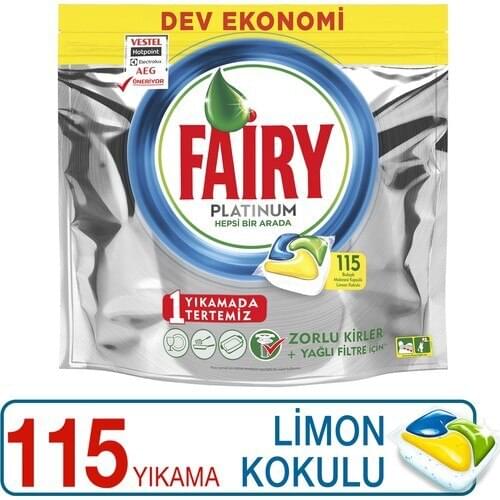 Fairy Platinum 115 Wash Dishwasher Detergent Capsule Lemon Scented