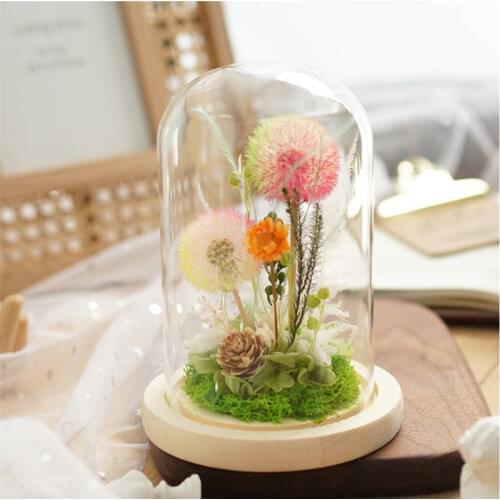 7*12cm Small Size Log Base Glass Dome Home Decoration Diameter=7cm Height=12cm Glass Cover Dome Friend Gift Wedding Decoration