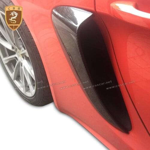GT4 Style Carbon Fiber Side Vent Glossy Finish Air Intake Cover Fibre Fender Duct Kit For Porsche 16-18 On Boxster 718 Cayman