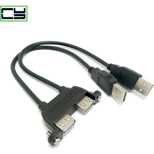Dual USB 2.0 Male to Dual USB 2.0 Female USB 2.0 Extension Cable with Screw Panel Mount Male to Female 30cm 50cm