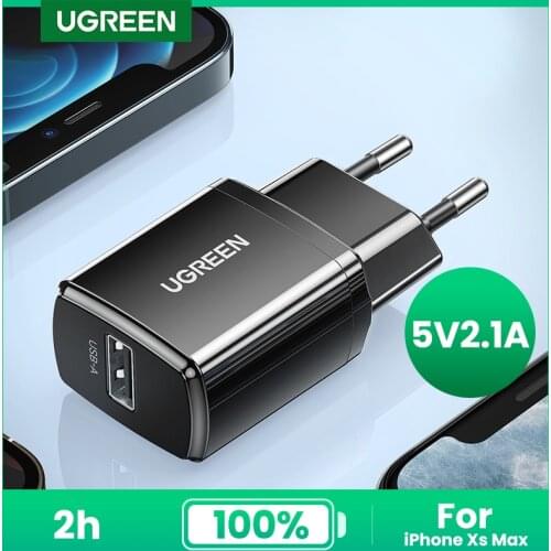 UGREEN USB Charger 5V2.1A Mini Wall Charger EU Adapter Phone Charger for iPhone 8 11 X Mobile Phone Charger for Earphone