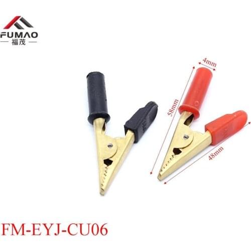 FUMAO 10pcs 58mm Length Crocodile Clips Insulated Plastic Handle Cable Lead Testing Metal Alligator Clamps Clips