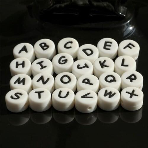 100pcs Letter Silicone Beads English Alphabe Beads Food Grade Silicone Chewing Beads DIY For Baby Teething Toys Pacifier Pendant