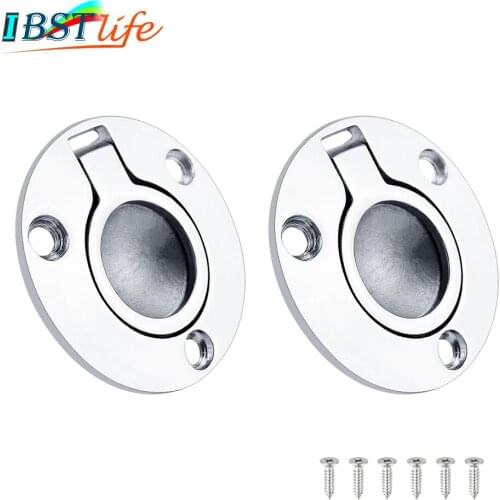 2PCS 51mm Boat 316 Stainless Steel Round Flush Mount Lift Ring Deck Hatch Latch Pull Lift Handle Pull Ring Hardware Accessories