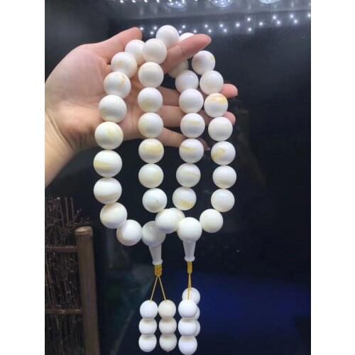 20mm Nature tridacna Mala Bead Bangle bracelet Gem Giant clam 18 bead prayer Amulet