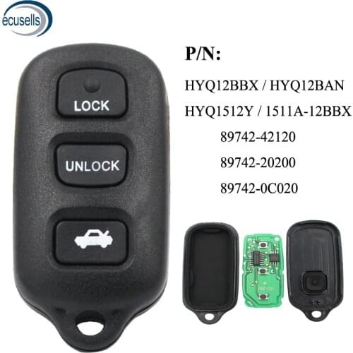 3+1/4 Buttons Remote Car Key Fob for Toyota 01-03 Prius 01-05 Rav4 00-06 Tacoma P/N: HYQ12BBX, HYQ12BAN,89742-42120, 89742-20200