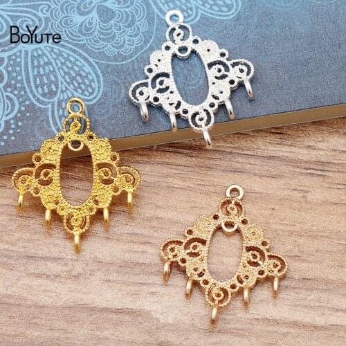 BoYuTe 50Pcs Metal Alloy 25*30MM Flower Branch Connector Charms Pendant Hand Made Materials Diy Jewelry Findings Components