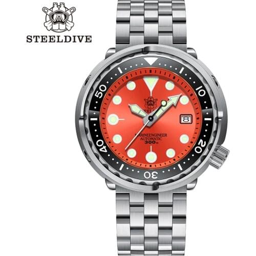 Steel Dive 1975 Mechanical Watch Sapphire NH35 Automatic Dive Watches Men 300m 316L Steel Automatic Wrist Watch For Men Diving