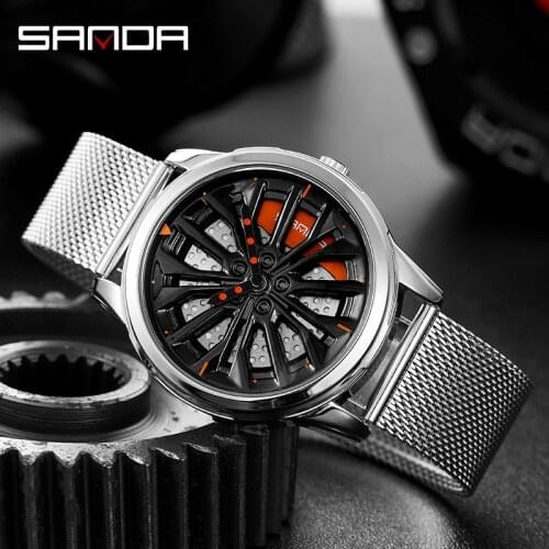 SANDA Business Casual Leather Watch Fashion Mens Watches Luxury Men Stainless Steel Mesh Belt Quartz Wrist Watch Man relogio