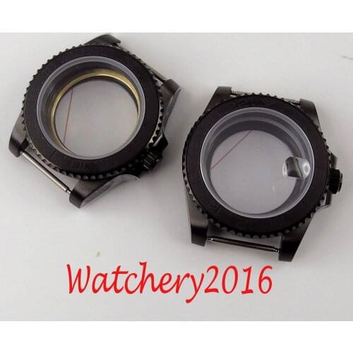 40mm Stainless Steel Sapphire Glass Brushed Ceramic Bezel Watch Case PVD Coated Fit ETA 2836 MIYOTA 8215 NH35 Movement