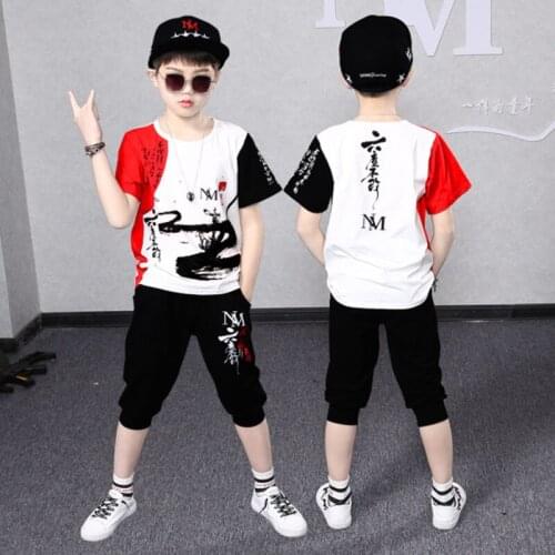 Baby Big Boys Kids Short sleeve Tops 2021 Fashion Boy Summer Clothing Set T Shirt+Pants Children Boys Clothes Sets 3-15 years
