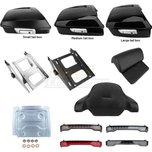 For Harley Touring 14-20 Motorcycle Trunk Luggage Tail Box Backrest Luggage Rack Base Plate Tour pak LED Brake Tail Light