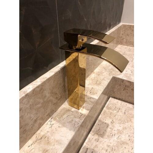 Hot Sale Good Quality Deck Mounted Single Handle Gold Bathroom Basin Hot & Cold Mixer Tap Basin Faucet Y111