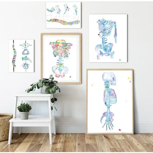 Decoration Skeleton Art Canvas Prints And Posters Physiotherapist Wall Art for Men Painting Wall Pictures For Chiropractic Room