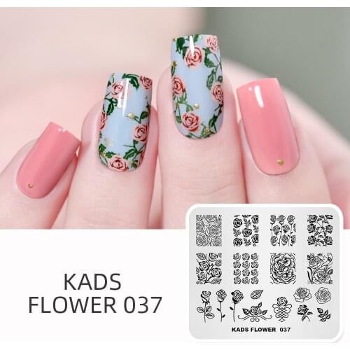 KADS New Arrival Flower 037 Pattern Stamp Plates Nail Polish Print Stencils Beauty Manicure DIY Decoration Tools