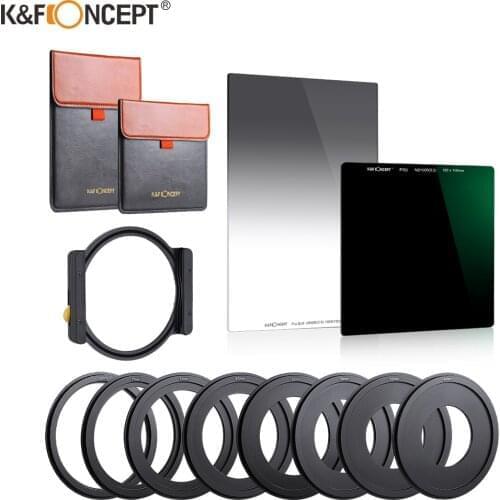 K&F Concept ND1000 + GND8 Square Filter Multi-Coated Neutral Density Filter with One Filter Holder 8pcs Filter Ring adapters