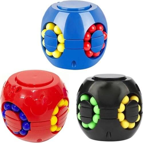 Logic Games magic Cube Little Bean Rotating Educational Toy Fingertip Gyroscope for Adults Kids Stress Relief Colored Bead Magic