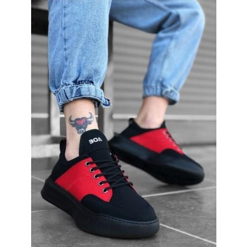 Babba BA0163 Lace-Up Mens High Sole Black Red Sport Shoes. New Season Spring Summer 2021