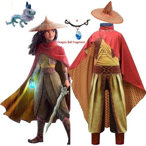 2021 New Movie Raya and The Last Dragon Kids Cosplay Legend Halloween Costume Raya Bodysuit Fancy Set Child Performance Costume