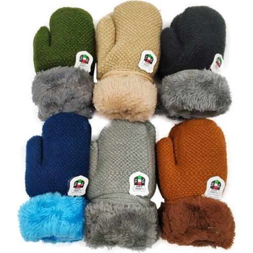New Arrival Baby Boys Girls Knitted Gloves Winter Toddler Kids Children Thicken Wool Warm Full Finger Mittens Gloves with Rope