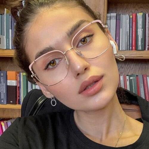 80081 Anti-blue Light Big Frame Ladies Metal Glasses Frame Spring Legs Men Women Optical Fashion Computer Eyeglasses