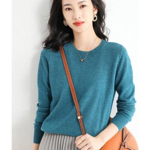 Autumn Winter new warm soft pullover sweater womens slim solid color cashmere sweater long-sleeved o neck knitted pullovers top