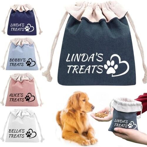 Personalized Dog Food Bag Portable Outdoor Travel Training Pet Snack Bags For Pet Food Key Garbage Bags Free Print Pet Name