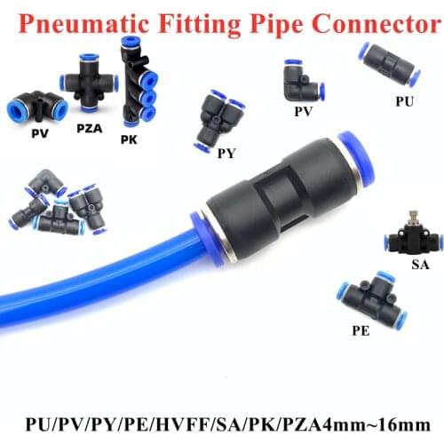 Pneumatic Fitting Pipe Connector Tube Air Quick Fittings Water Push In Hose Couping 4 6 8 10 12 14mm PU PY PK PE PV SA PZA HVFF