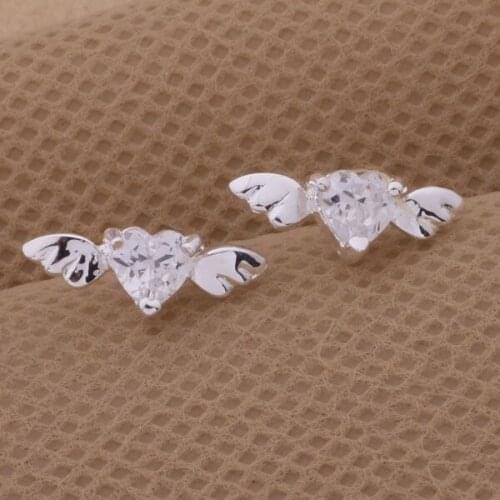 Silver plated earrings, silver fashion jewelry earrings wing/heart /bkzakcga cxlalosa AE274