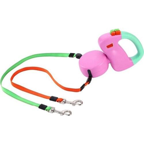 Adeeing Automatic Retractable Walking Double Lead Leash Dog Traction Rope for Pet Outdoor Walking
