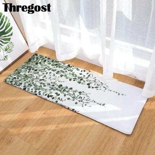 Green Plant Printed Welcome Mats for Front Door Hallway Mat Kitchen Home Entrance Carpet Long Floor Rugs Living Room Rug