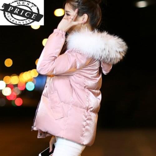 Winter Down Jacket Women Short Down Coat Female Gold Velvet Thick Warm Clothes Large Fur Hooded Jackets Laides LWL1051