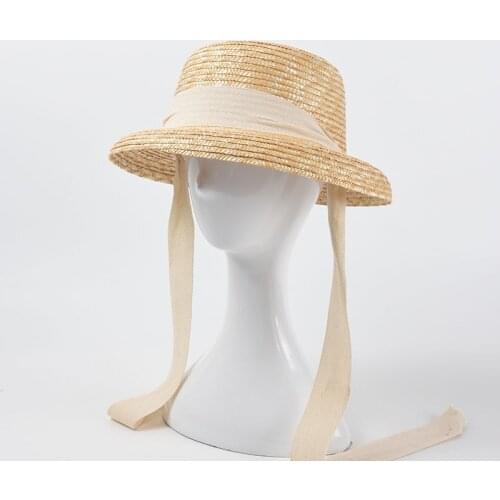 French Women' Summer Sun Hat Handmade Straw Cap Visor Ribbon Hat Wide Side Travel Vacation Beach Hat Elegant Lady Seaside Gorros