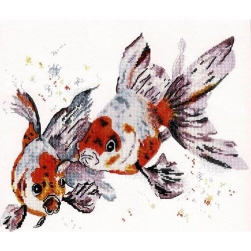 Modern Needlepoint Veiltail Goldfish Cross Stitch Embroidery Pattern Maker with 100% Cotton Floss & Free Shipping for Wall Decor