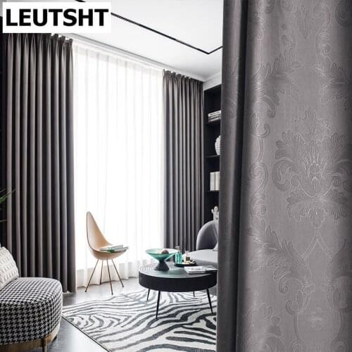 2021 New Modern Nordic Light Luxury Pure Color Blackout Curtains for Living Room Bedroom Study Balcony Blackout Curtains Custom