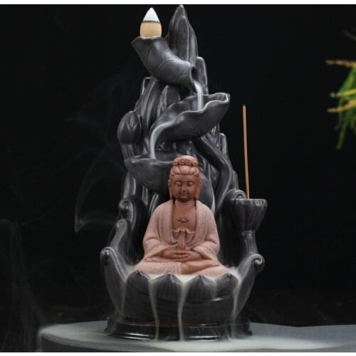 T 2019 New Backflow Incense Burner Buddha Guanyin Ceramic Home Decoration Incense Holders Buddhist Supplies Home Garden Decor