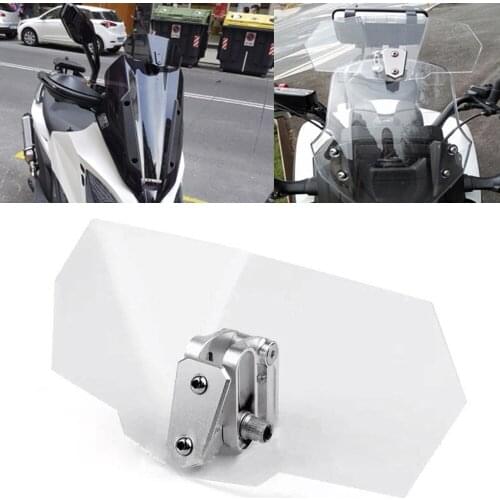 Universal Transparent Upper Outer Windshield Motorcycle Air Wind Deflectors Windscreen Bracket Adjustable