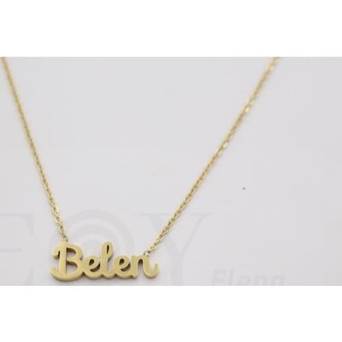 Collar De Acero Inox Con Nombre De Belen Color Dorado Alta Calidad Envió Desde España