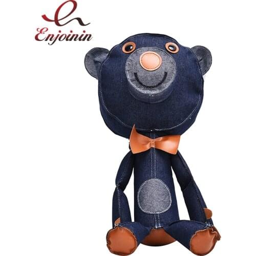 Fun Cartoon Bear Design Denim Young Girl Casual Shoulder Bag Handbag Cross body Bag Women Funny Tote Bag Purses Clutch Bag Bolsa