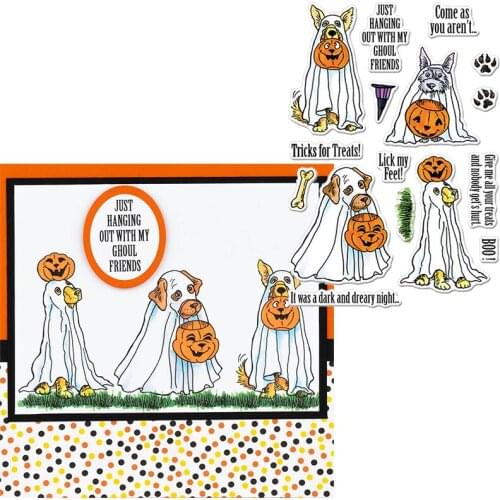 Funny Dog With Pumpkin In Halloween Clear Stamp Funny Doggie Clear Transparent Silicone Stamps 2020 For DIY Card Making