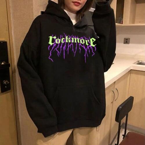 Women Sweatshirt hoodie dropshipping harajuku korean gothic Hip hop Long sleeve tees tops Loose print Oversized vintage clothes