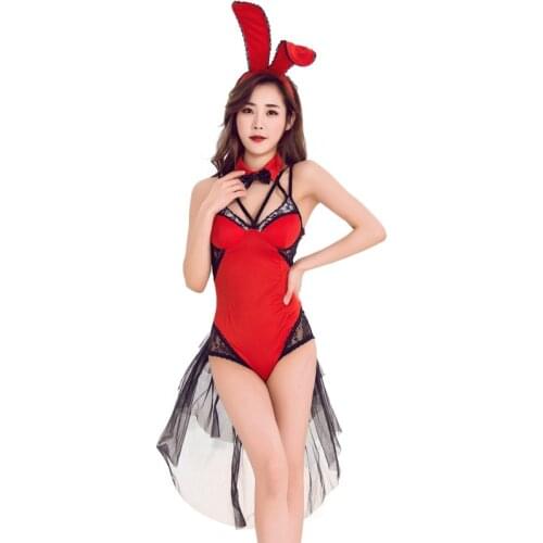 Womens Sexy Bunny Suit Halloween Lingerie Costume Playboy Playmate Romper Cosplay