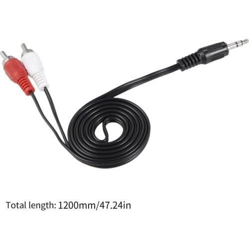 1/8 Inch 3.5mm Plug Jack to 2 RCA Male Stereo Audio Earphone Headphone Headset Y Splitter Adaptor Cable