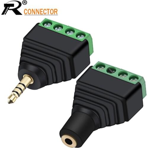 1pair Male&Female Video AV Balun 3.5mm 3/4 Pole Stereo Male to AV Screw Terminal Stereo Jack 3.5mm female 3/4 pin Terminal Block