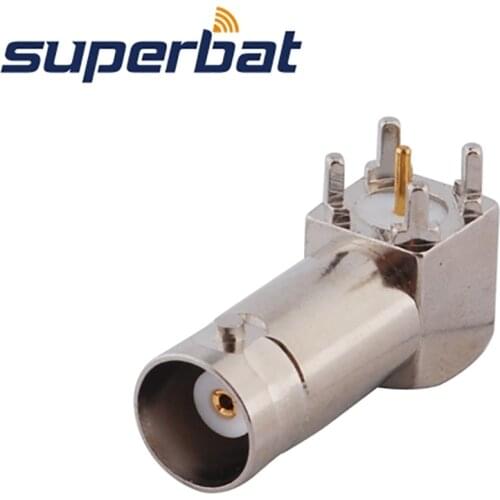 Superbat 10pcs BNC Connector Thru Hole Jack Right Angle PCB Mount RF Coaxial Connector