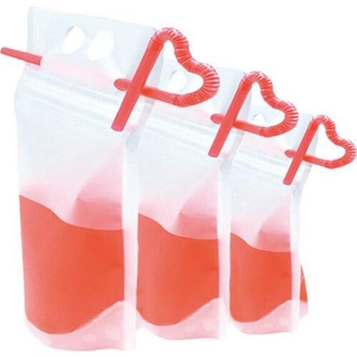 10pcs/lot Disposable Juice Pouch Bag With Straws Kitchen Drink Storage Bags for For Party Beverage Container Sealing Pocket