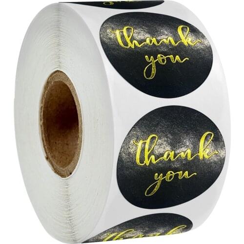 100-500Pcs Thank You Stickers Seal Labels With Black Pink White For Scrapbooking Gift Decoration Stationery Stickers roll