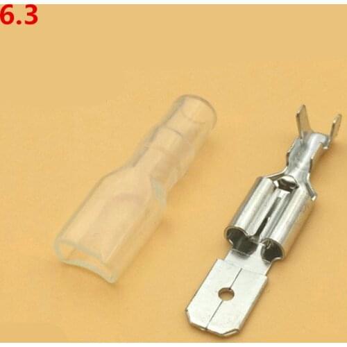 100pcs(200pcs) 6.3 against the back shoulder of male and female plug spring terminals inserted with lock with case