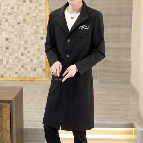 2021 Fashion Men Suit sunblock Mens Casual Business Trench Coat Mens Leisure Overcoat Male Punk Style Blends Dust Coats Jackets