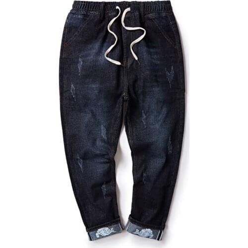 2021Size 4Xl 5Xl 6Xl 7Xl 8Xlmen Black Denim Trousers for Men Men New Embroidery Casual Straight Jeans Cotton Stretch Large